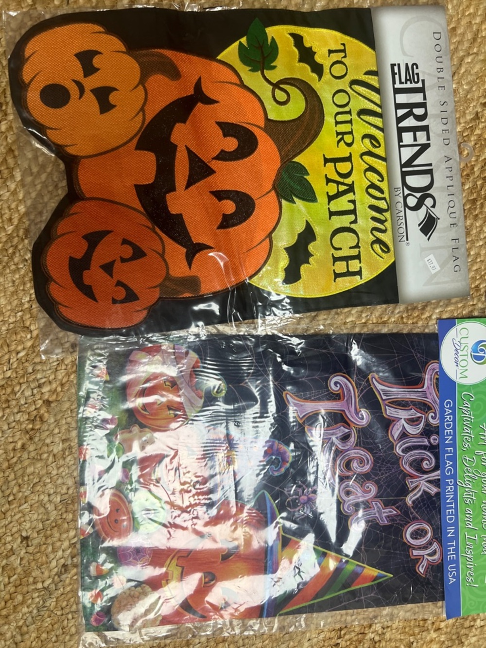Orange Halloween Pumpkin Welcome Flag